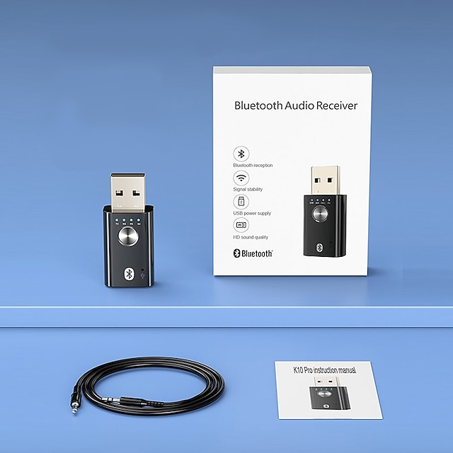  محول USB بلوتوث 5.1 للكمبيوتر ومكبر الصوت والتلفزيون 4 في 1 مستقبل صوت الموسيقى اللاسلكي 3.5 ملم جاك AUX الارسال