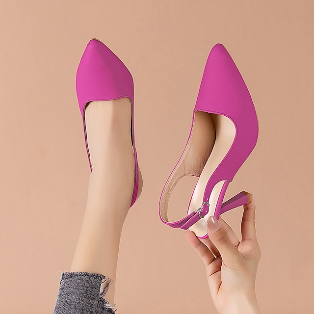  Pentru femei Tocuri Pantofi pumps Roz Pantofi rochie Mărime Plus Size Petrecere Muncă Zilnic Culoare solidă Toc Stilat Vârf ascuțit Elegant Modă minimalism Imitație Piele Buclă Roz Portocaliu