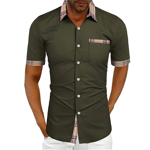 Men's Shirt Button Up Shirt Summer Shirt Black White Pink Red Blue