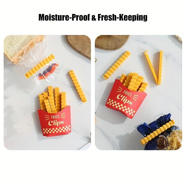 12pcs/Set Interesting French Fries Sealing Clip, Creative Food Sealing  Clip, Food Seasoning Packaging Bag, Fresh-keeping Plastic Sealing Clip