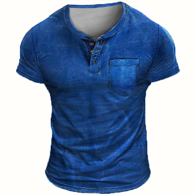  Homme T shirt Tee Chemise Henley Shirt T-shirt Plein Henley Plein Air Vacances Manches courtes Vêtement Tenue Mode Design basique
