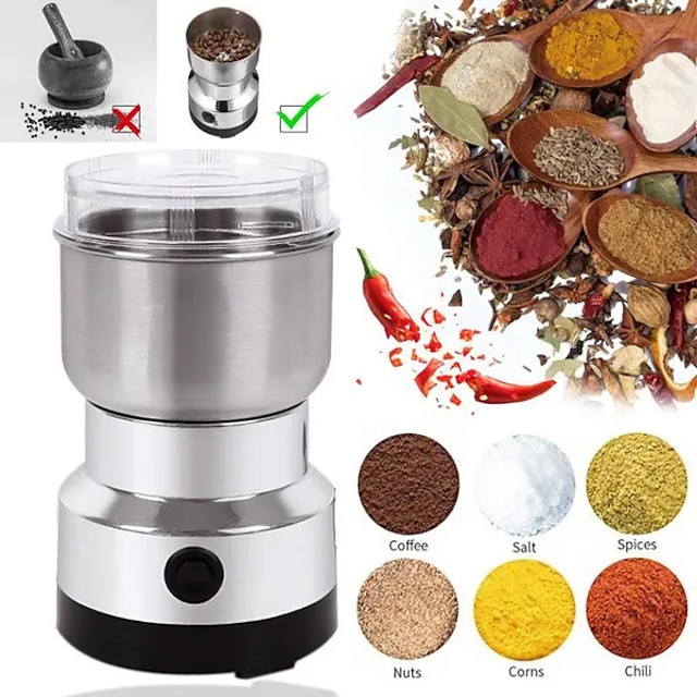  1PC Electric Stainless Steel Coffee Bean Grinder Home Grinding Milling Machine 220V Coffee Beans Grind Kitchen Accessories for Nuts Salt Spices Corns