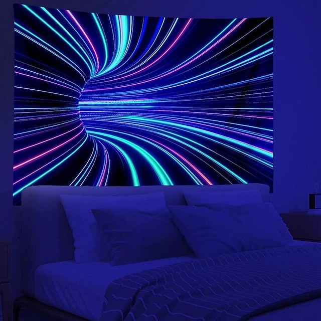  3D Vortex Blacklight Tapestry UV Reactive Glow in the Dark Hanging Tapestry Wall Art Mural for Living Room Bedroom