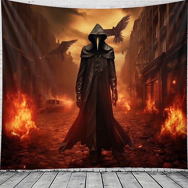 Halloween Plague Doctor Hanging Tapestry Wall Art Large Tapestry Mural Decor Photograph Backdrop Blanket Curtain Home Bedroom Living Room Decoration Halloween Decorations 13
