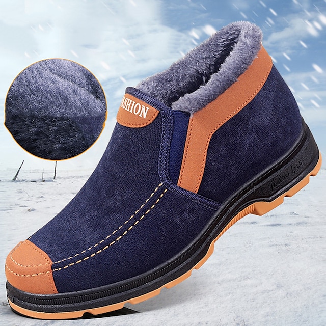  Homme Bottes Bottes de neige Bottes d'hiver Chaussures de confort Doublure Polaire Décontractées Extérieur du quotidien Tissu Chaud Respirable Confortable Mocassins Noir Bleu Café Bloc de couleur