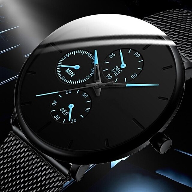 Moda męska biznes czarne zegarki luksusowe ze stali nierdzewnej ultra cienki pasek z siatki kwarcowy męski zegarek na rękę na co dzień data klasyczny męski zegarek herren uhren