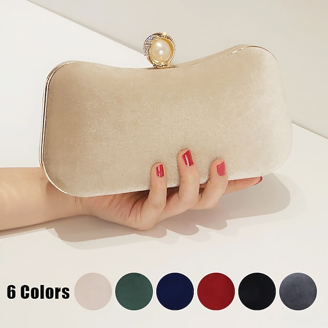  Women's Clutch Evening Bag Wristlet Clutch Bags Corduroy Party Bridal Shower Holiday Crystals Chain Large Capacity Lightweight Durable Solid Color Black Red Blue