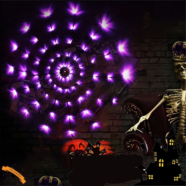  2st halloween dekoration självlysande spindelnät fiskenät ljussnöre för fest spökfestival rekvisita halloween dekorationer