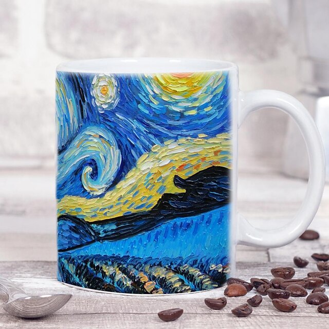  Klassische Kunst: Die sternenklare Nacht, Vincent Van Gogh, Keramik-Kaffeetasse, Teetasse, 325 ml