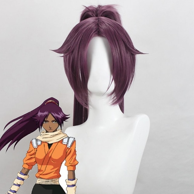  yoruichi shihouin violet peruci de petrecere cosplay peruci de halloween