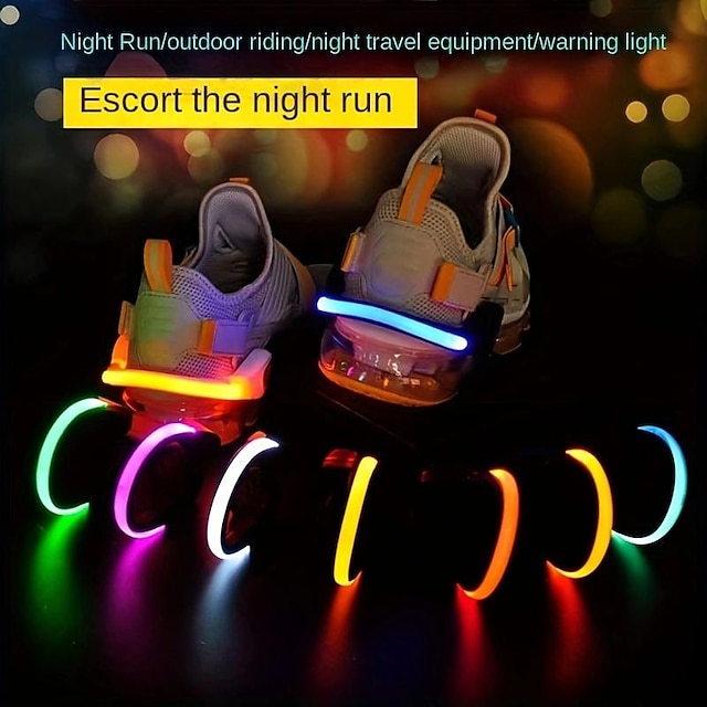  Zewnętrzna świecąca lampka ostrzegawcza LED z klipsem migająca lampka z klipsem do butów do nocnego biegania, jazdy na rowerze, joggingu, lampa bezpieczeństwa