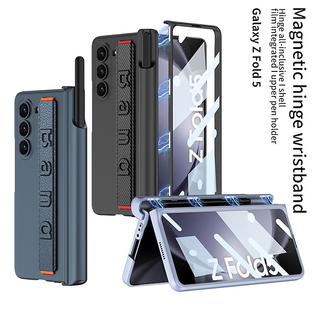  téléphone Coque Pour Samsung Galaxy Z Fold 5 Z Fold 4 Coque Arriere Porte-crayons Magnétique Protection complète du corps PC