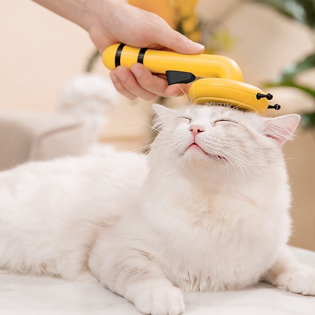  Kleine Biene Haustiernadelkamm Katzenkamm Ein-Knopf-Haarkammwerkzeug Haustierkamm