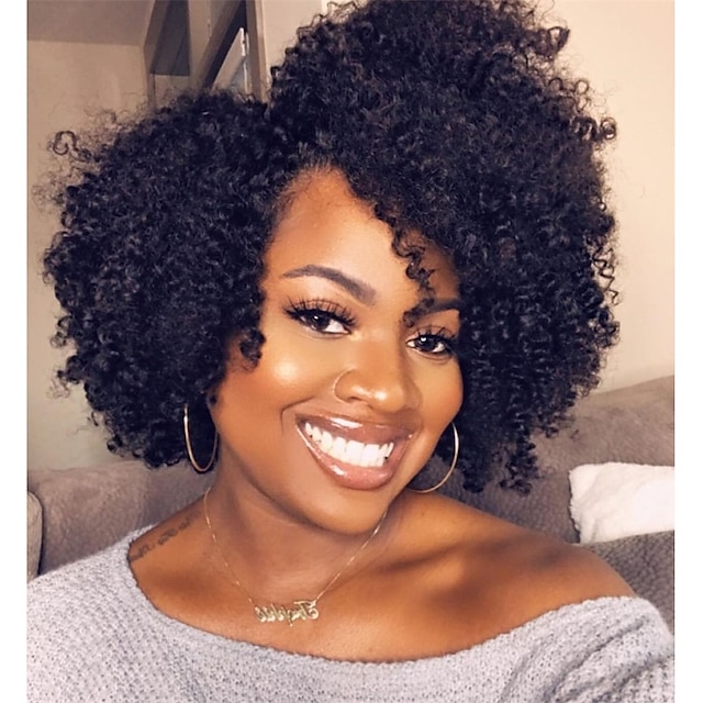 Love Short Kinky Curly Wigs Side Part Afro Curly Wig for Black Women ...