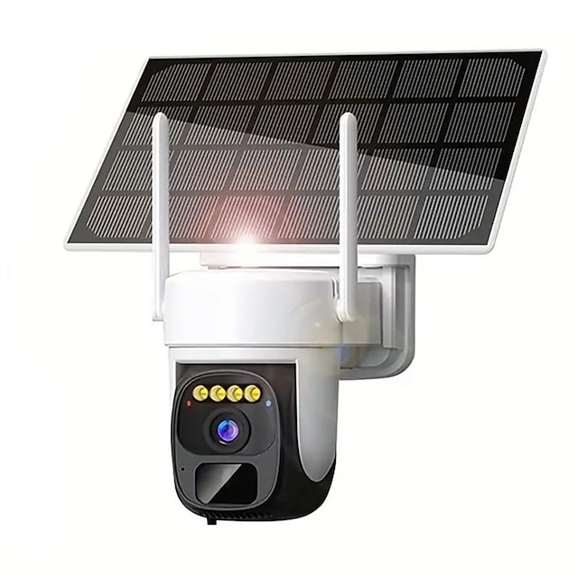  2k pan tilt 360 soldrevet udendørs trådløst sikkerhedskamera med 3mp farve nattesyn 2-vejs talebevægelsesdetektion ip66 vandtæt