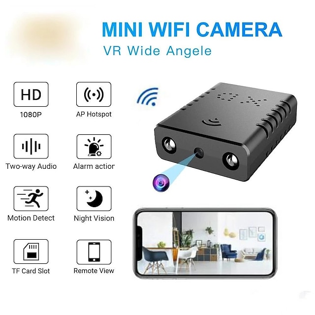  Mini-Spionagekamera mit versteckter HD 1080p-WLAN-Überwachungskamera, kabellose Nanny-Kamera mit Bewegungserkennung, Nachtsicht-Telefon-App für die Videoüberwachung im Innenbereich des Heimbüros