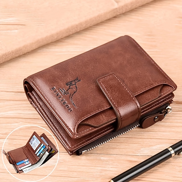  mode plånbok för män myntplånbok med rfid-blockerande plånbok i pu-läder för män dragkedja kreditkortshållare pengapåse plånbok