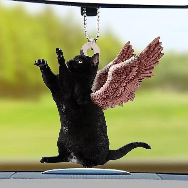  Halloween Trendy Black Cat Flying Cat Car Pendant Christmas Tree Pendant Gift Holiday Gift Key Chain Pendant Bag Pendant