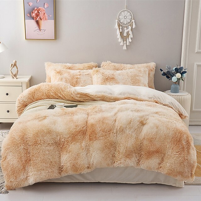 ThreePiece Plush Mink Velvet Bedding Set Warm Milk Velvet Pure Color