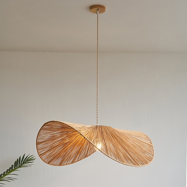  Tradycyjna bambusowa lampa wisząca kreatywna, ręcznie robiona lampa wisząca 50cm retro bambusowa lampa wisząca tkana lampa wisząca wiklinowy abażur wisząca oprawa oświetleniowa na stół w jadalni,