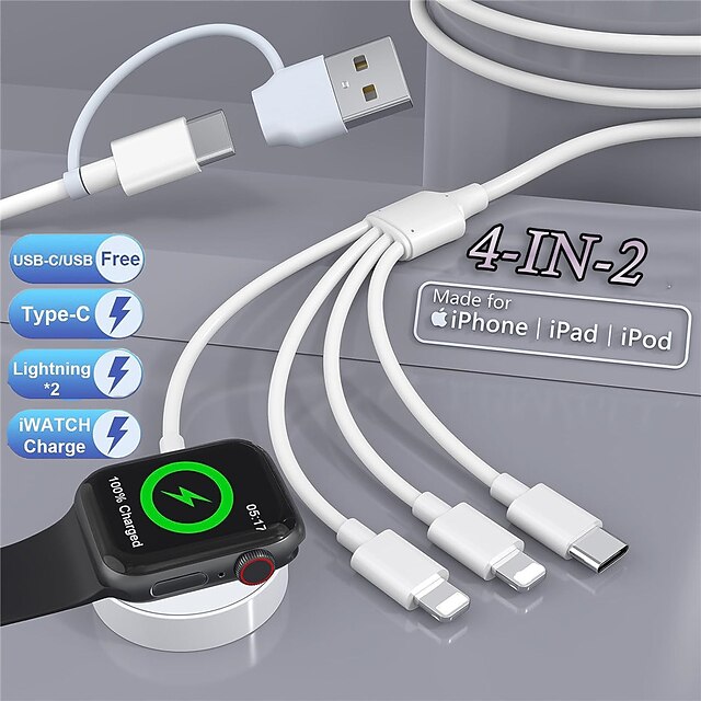 4in2 Apple Watch Charger Cable for Apple Watch/iPhone/Airpods Watch