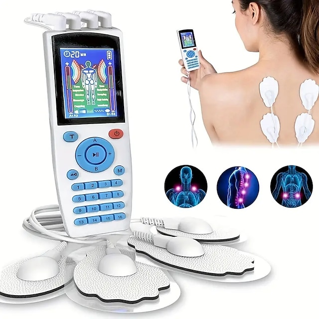  ems doorninstrument met 16 modi - digitale fysiotherapie massager spierstimulator en elektrische stimulator voor pijnverlichting en spierherstel