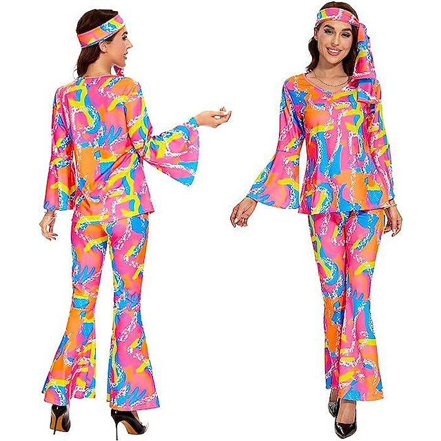  Retro / vintage 80-talet Chockrosa Kläder Skjorta Bell Bottoms byxor Abba kostym Hippie docka Dam Maskerad Fest / afton Prideparad Pride månad Topp
