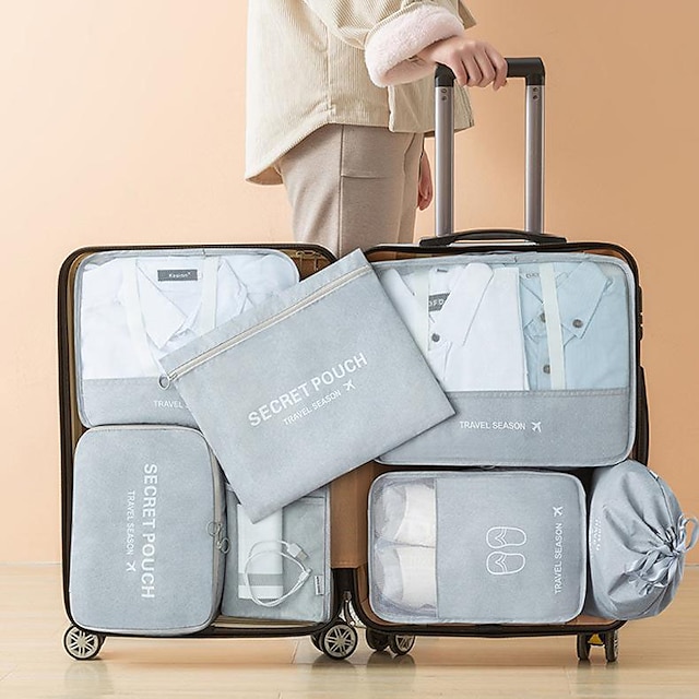  7 個旅行収納袋セット、荷物仕分け袋旅行衣類収納袋、大容量旅行スーツケース収納衣類収納袋