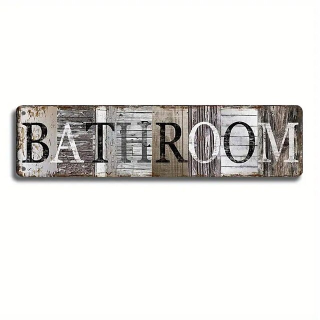  1pc Retro Metal Tin Sign Bathroom Tin Sign Vintage Kitchen Signs Wall Decor, Painting Wall Hanging for Home Decor Wall Art Metal Tin Sign 10x40cm/4''x16''