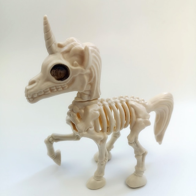  Décoration d'halloween, squelette de licorne, os en plastique avec accessoire de squelette, scène effrayante intérieure/extérieure, cadeaux de fête