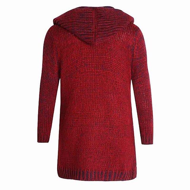 Men's Cardigan Sweater Ribbed Knit Tunic Knitted Plain Hooded Warm Ups ...