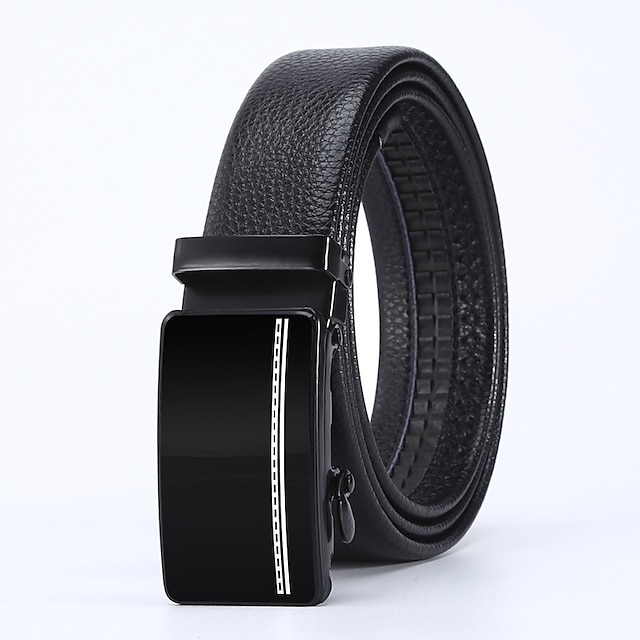  Men's Faux Leather Belt Tactical Belt PU Belt Automatic Buckle Belt Black 1# Black 2# Iron(nickel plated) Plain Daily Wear Going out Weekend