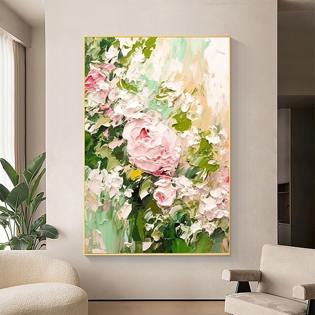 Handmade Oil Painting Canvas Wall Art Decor Original Flower Painting ...