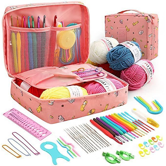 58PCS Crochet Kit Beginners Crochet Set with Crochet Yarn, Portable ...