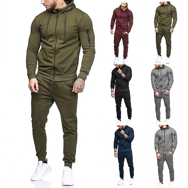 Men's Tracksuit Sweatsuit 2 Piece Athletic Winter Long Sleeve Thermal ...