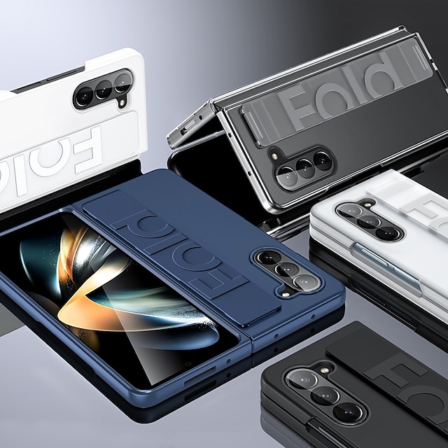  טלפון מגן עבור סמסונג גלקסי Z Fold 5 Z Fold 4 Z Fold 3 כיסוי אחורי נייד מסגרת באמפר עם רצועת יד TPU סיליקון