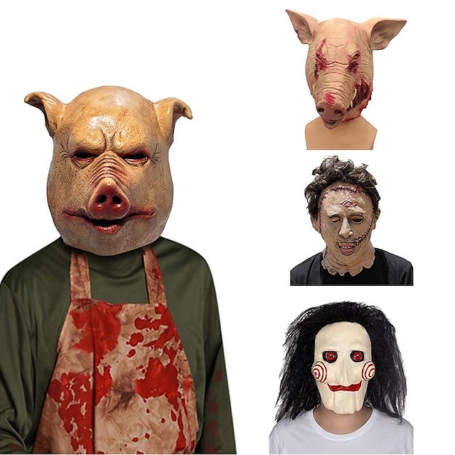  Fűrész Ijesztő malac Maszk Halloween-kellékek Felnőttek Férfi Női Vicces Ijesztő jelmez Mindszentek napja Farsang Mardi Gras Könnyű farsangi jelmez