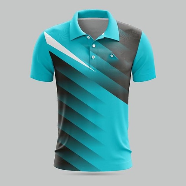 Men's Golf Polo Shirt Red Blue Short Sleeve Sun Protection Top Golf ...