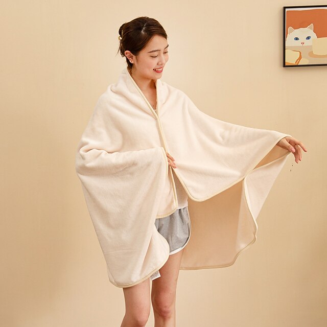 Double Layered Milk Velvet Shawl Blanket, Multifunctional Thickened
