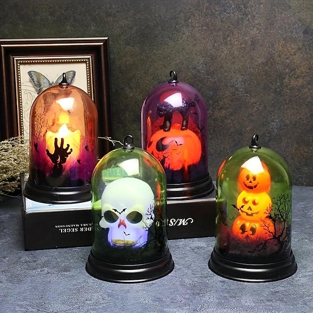  Halloween Decoration Candlestick LED Lighting Party Atmosphere Enhancement Party Bar Decoration Decorative Button Battery,room Decor Halloween Room Decor Goth,ghost Face