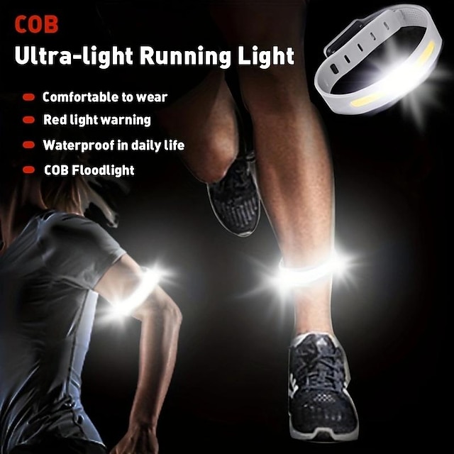  Luz LED elástica para correr con pulsera luminosa roja de haz ancho de 230° con tira de silicona para deportes, corredores, campistas, corredores y ciclistas (carga USB)