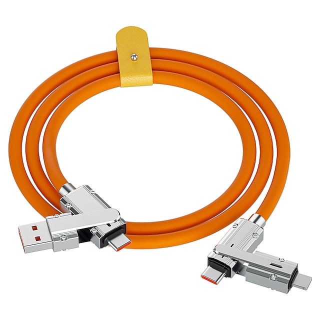  1 paczka Wielokrotny kabel ładujący 3,3 stopy USB C na USB C / Błyskawica USB A do micro USB / USB C 6 A Przewód do ładowania Szybkie ładowanie Wysoki transfer danych Trwały 4 w 1 Łatwy do