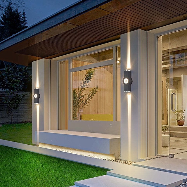  impermeable al aire libre ip65 2/3/4 cabeza lámpara de pared 3000k blanco cálido lámpara de pared en forma de cruz negro lámpara de pared moderna aluminio engrosado adecuado para paredes exteriores