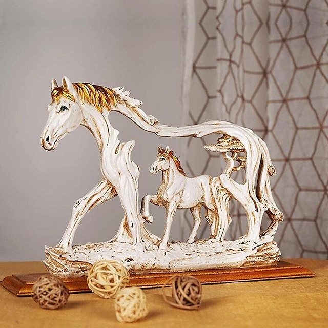  Resin Horse Statue, Horse Ornament Decorative, Horse Statue Horse Figures Animal Model Desktop Equestrian Running Horse Statue Crafts Modern Decoration