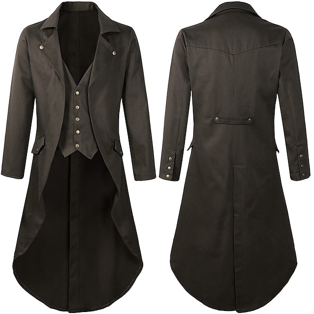Punk & Gothic Medieval Steampunk 17th Century Coat Tuxedo Trench Coat ...