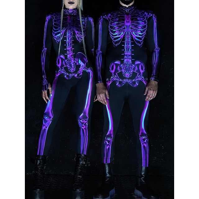 Skull Skeleton Cosplay Costume Bodysuits Halloween Group Couples ...