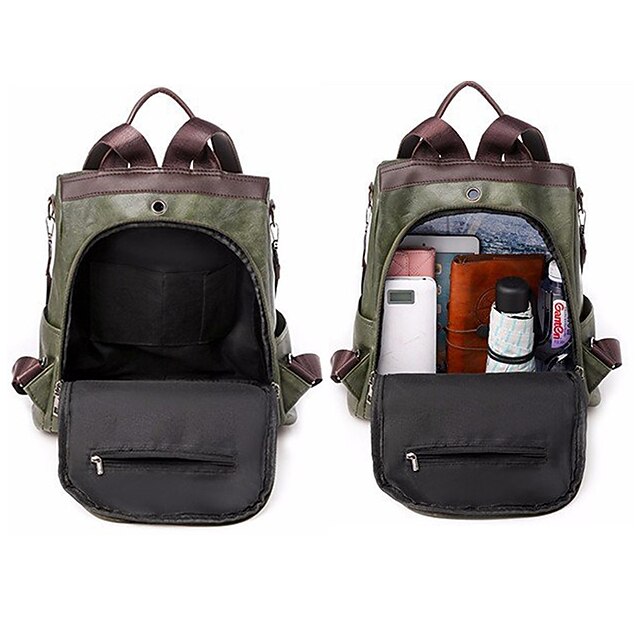 Women's Commuter Backpack PU Leather Outdoor Daily Zipper Waterproof