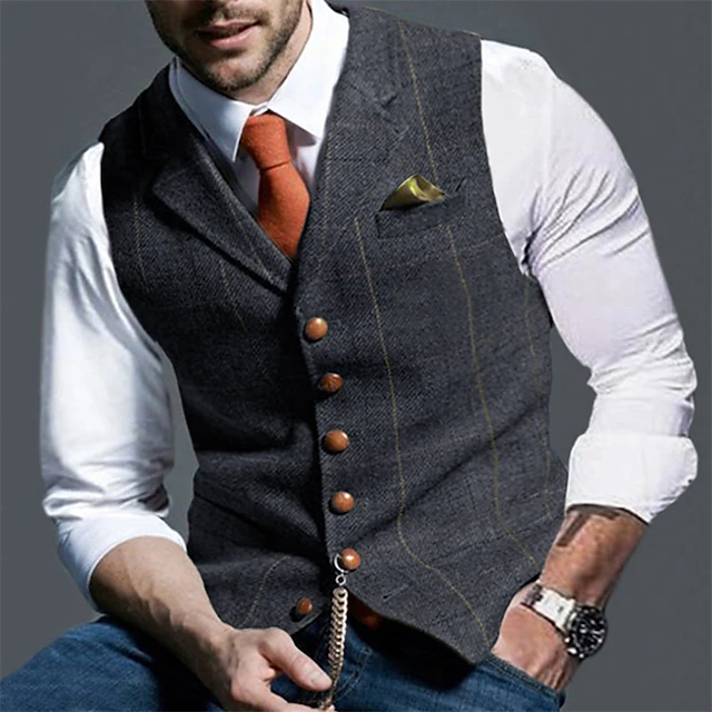 Men's Vest Waistcoat Daily Wear Vacation Going out Vintage Fashion ...