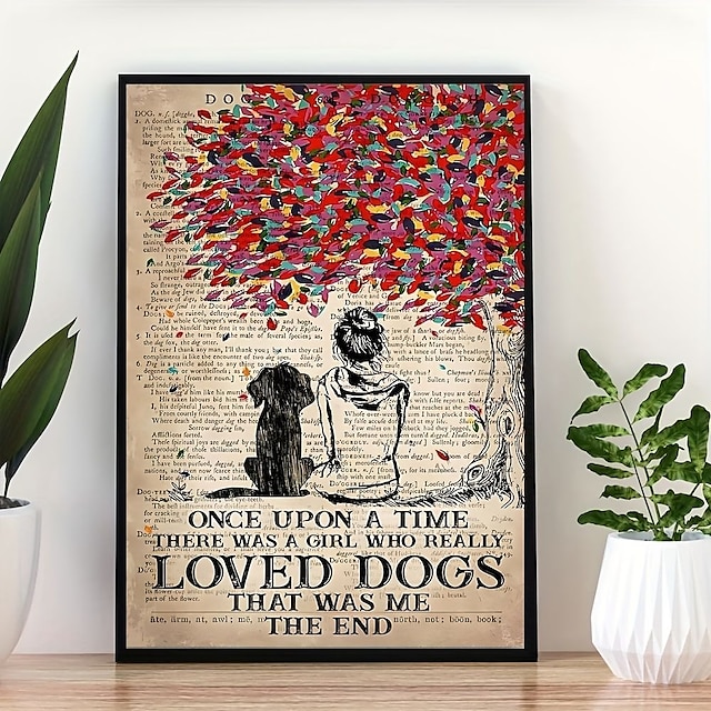  Wall Art Canvas Once Upon A Time There Was A Girl Who Really Loved Dogs That Was Me ThePrints and Posters Pictures Decorative Fabric Painting For Living Room Pictures No Frame
