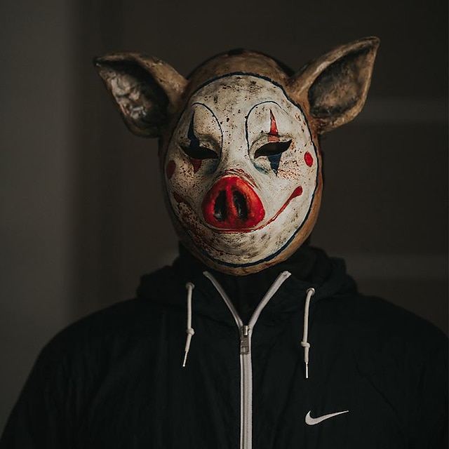 Sega Maiale spaventoso Maschera Puntelli di Halloween Per adulto Per uomo Per donna Divertente Costume spaventoso Halloween Carnevale martedì grasso Costume di Carnevale facile